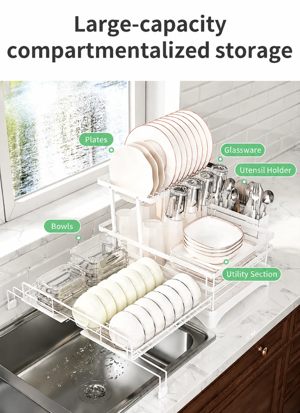 Expandable Over-the-Sink Dish Drying Rack