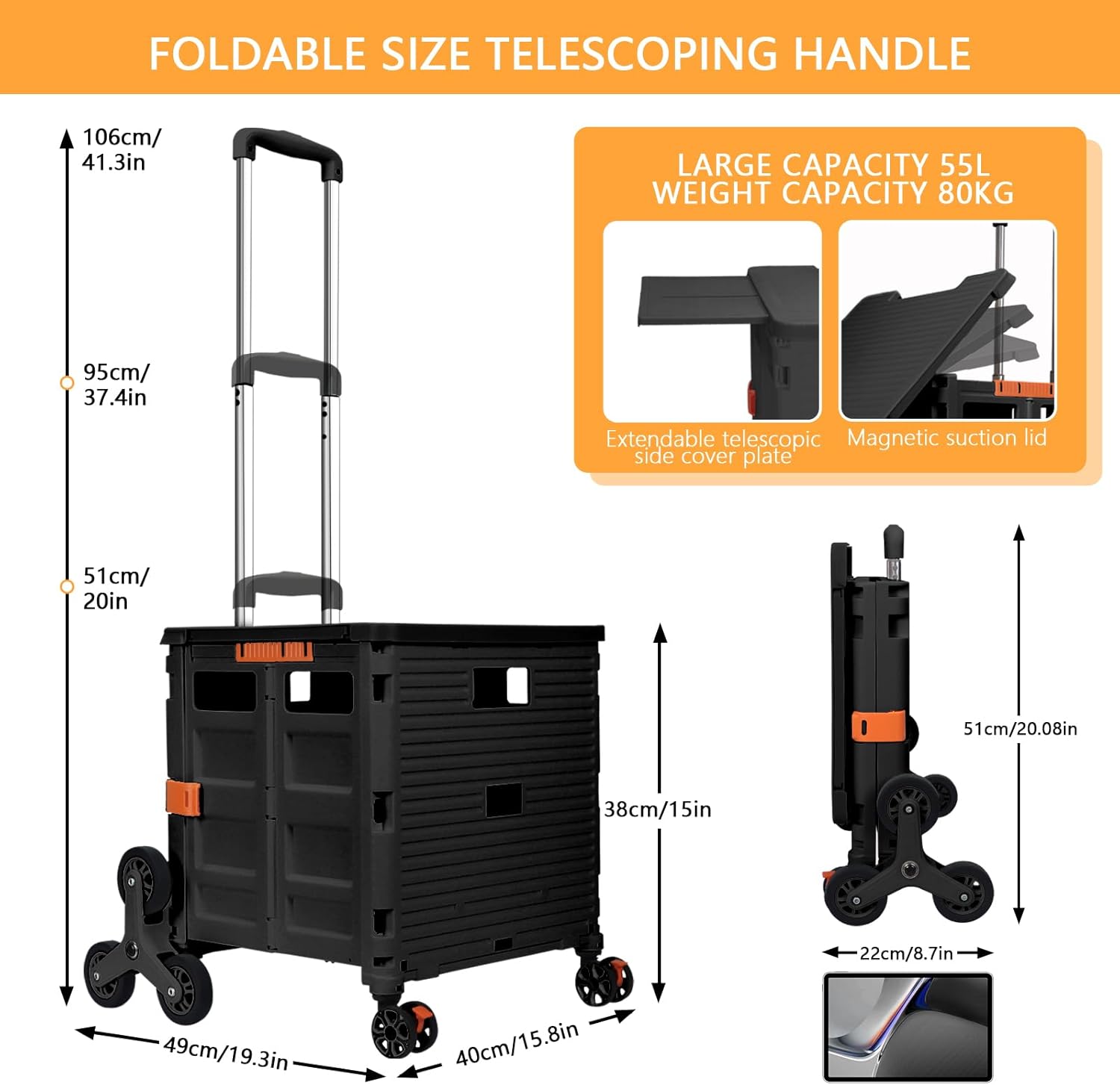 Collapsible Stair-Climbing Utility Cart