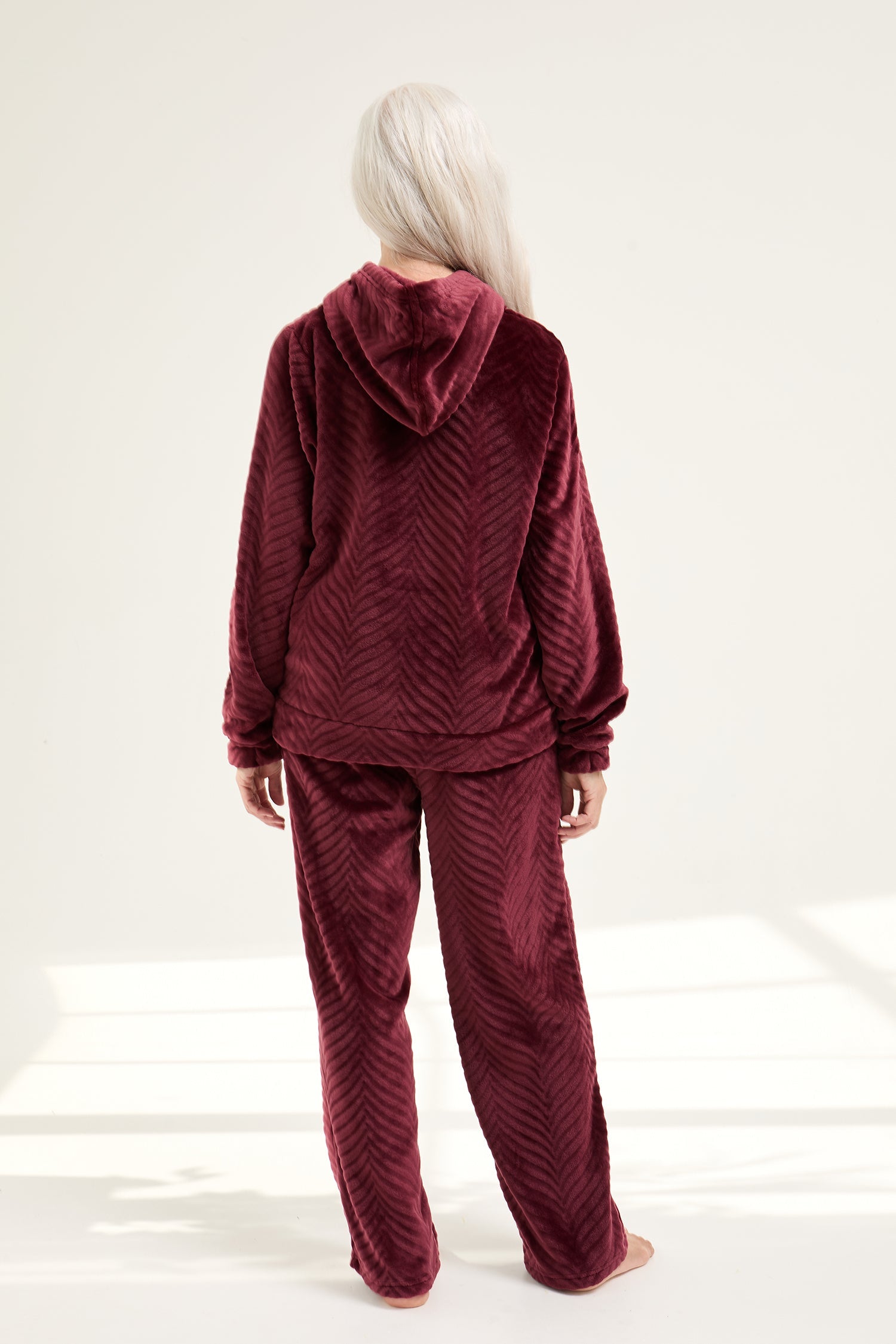 Cosy Chevron Lounge Suit in Maroon