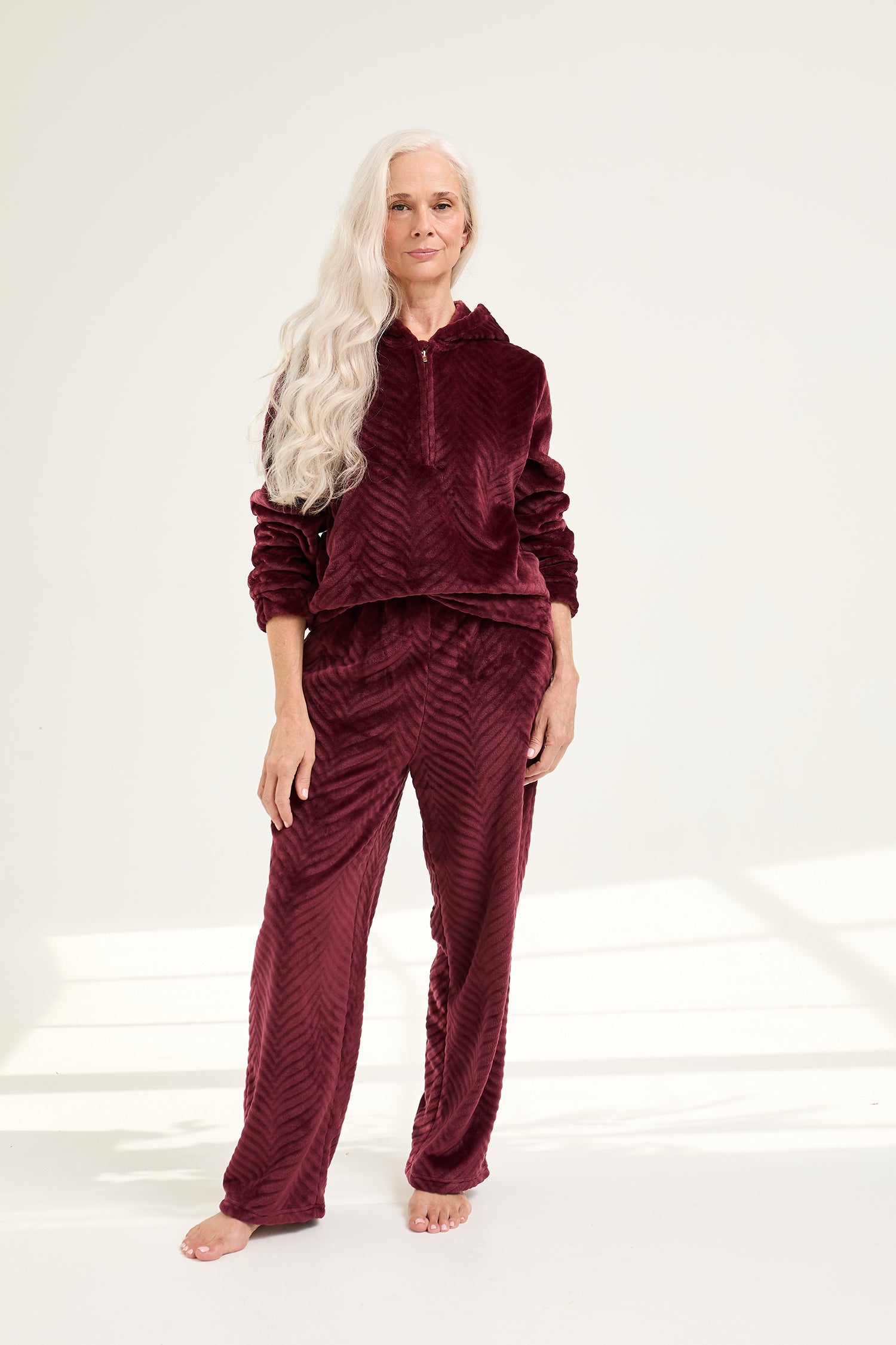 Cosy Chevron Lounge Suit in Maroon